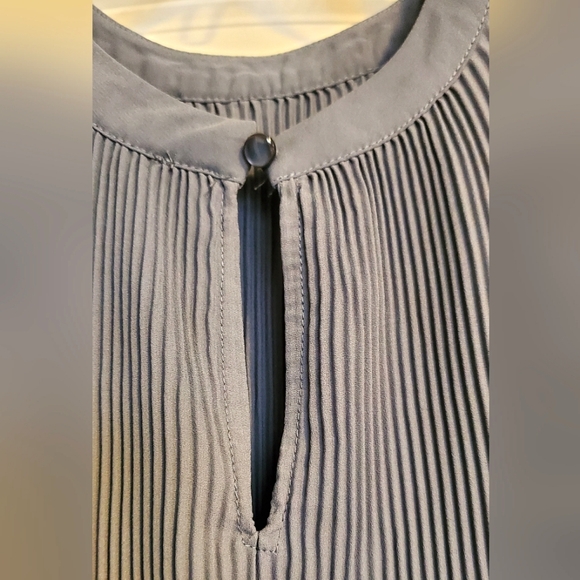 Adrianna Papell Dusty Blue Sleeveless Crinkle Pleated Blouse Size M - Picture 3 of 8